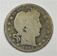 1892-S Barber Silver Half About Good AG