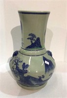 Oriental themed large mantle vase made of pottery