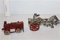 Cast Iron Caterpillar Tractor & Pony & Cart