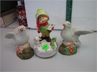 Vtg Japan Music Box and 2 Dove Figurines READ