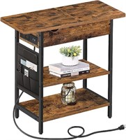 TUTOTAK End Table with Charging Station, Side Tabl