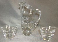 (3) Glass Cocktail Pitcher With 2 Glasses