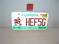 Florida University of Miami vintage license plate