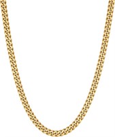 (N) VEXXS Men's Gold Chain Flat Cut,18K Real Gold