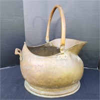 Antique Brass "Helmet" Shaped Coal Scuttle