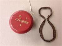 OLD DR.PEPPER BOTTLE OPENER AND YOYO