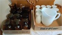 Assorted Glassware, white & brown
