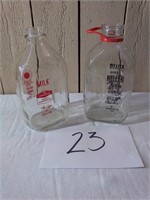 (2) 1/2 GALLON LOCAL DAIRY GLASS MILK BOTTLES