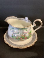 Royal Albert Silver Birch 2pc Gravy pitcher & tray