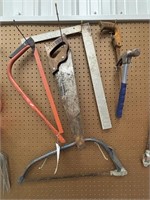 Square and Wooden Saws & Hammer
