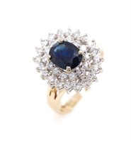 Sapphire and diamond set 18ct rose gold cluster