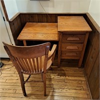 Antique Oak Desk & Chair