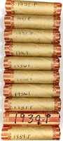 (10) Rolls 1930's Wheat Cent Penny Lot