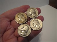 4 (1940's) 90% Silver Quarters