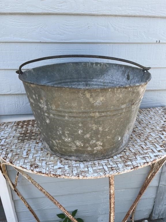 Vintage galvanized, aluminum pail bucket