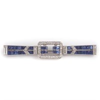 DECO DIAMOND AND SAPPHIRE BROOCH