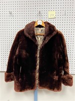 Ladies faux fur swing coat with collar