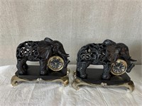 Pair of Vintage Bombay Company Elephant Clocks