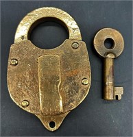 Antique Brass RR Lock w Working Key