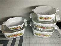 (5) Corningware Spice of Life Dishes (3 Lids)