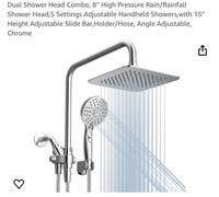 Dual Shower Head Combo, 8" High Pressure