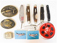 Collection of Pocket Knives, Belt Buckles &..