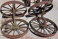 4 Steel Wheels, 25" Diameter with offset Axles