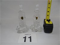 TWO WATERFORD CRYSTAL LEAD CRYSTAL "LIGHTHOUSES"