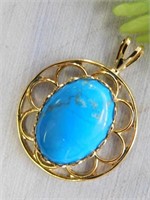 TURQUOISE STONE PENDANT ROCK STONE LAPIDARY SPECIM