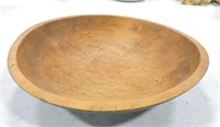 Wooden bowl with green painted bottom, 10"