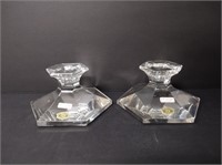 Val Saint Lambert Crystal Candle Stick Holders