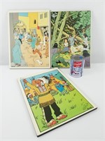 3 affiches laminées illustrations Hergé