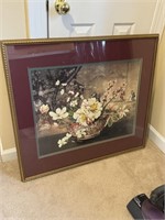 Floral Framed and Matted, Measures: 36x32