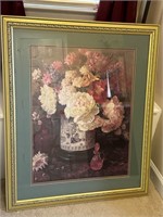 Floral Framed and Matted, Measures: 29x36