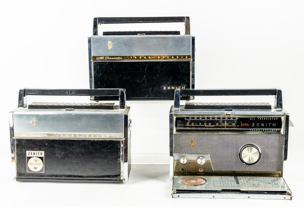 Lot of 3 Zenith Trans Oceanic Radios Royal 1000-1