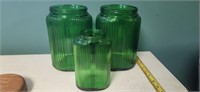 Lot of 3- c.1930 Deco Owens-Illinois Forest Green