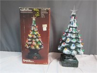 Vintage Lighted Ceramic Christmas Tree With Many