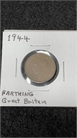 1944 George VI Great Britain Farthing Coin