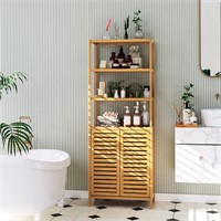 $95  HIFIT Tall Bathroom Storage Cabinet  Bamboo