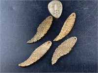 Assortment of bone and mammoth ivory pendant and f
