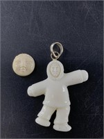 Lot of 2:  Bone carved pendant and small mammoth i