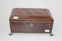 Antique mahogany parquetry inlay jewellery box