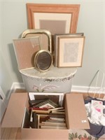 LARGE ASSORTMENT OF PICTURE FRAMES, HAMPER NOT