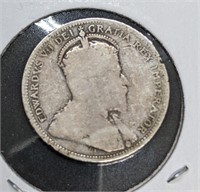 1905 Canadian Sterling Silver 25-Cent Quarter Coin