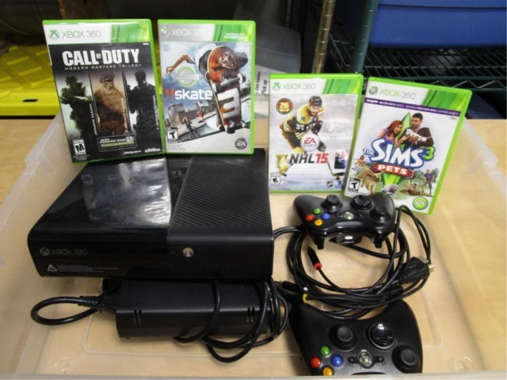 XBOX 360 & Accessories Lot with 4 Games