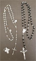 2 Pretty Rosaries & Charm. Marked Italy. 1 has