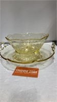 Yellow Depression Glass Bowl & Platter