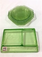 Lot of 5 Green Depression Pieces Including 4-