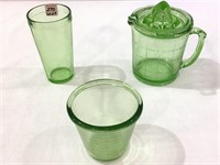 Lot of 3 Green Depression Measuring Cups