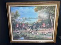 1995 Fox Hunting Oil Painting Signed